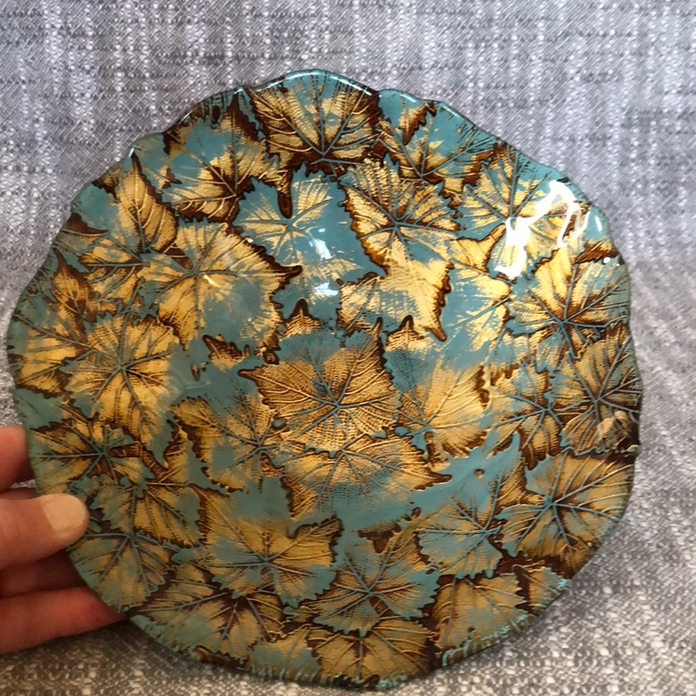 Vintage reverse, painted goofus glass bowl